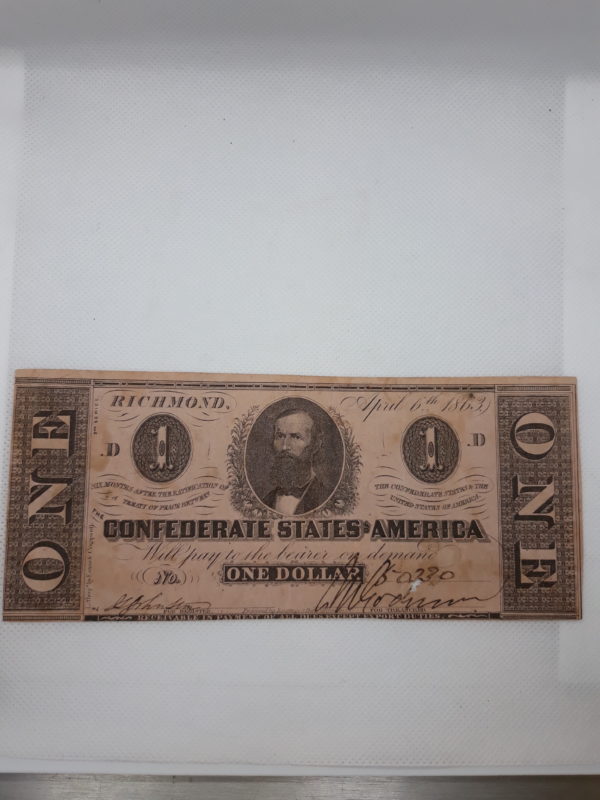 1863 $1 Confederate States of America T-62