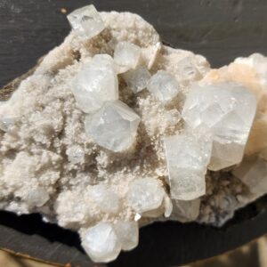 Zeolite with Cubic Formations with Stilbite on Druzy Matrix.