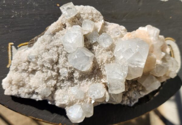 Zeolite with Cubic Formations with Stilbite on Druzy Matrix.