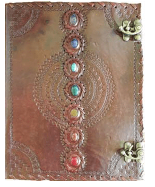 Embossed Leather Journal : Camelot Castle in Golden Yellow, Refillable