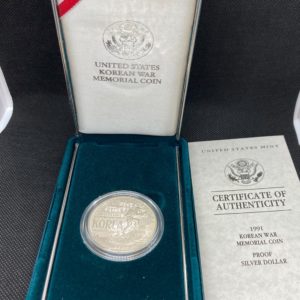 1991 Korean War Memorial Silver Dollar - Proof