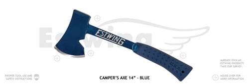Estwing E6-25A 14-Inch Blue Camper's Axe – Shock Reduction Grip – New